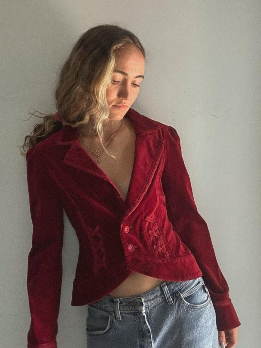 White House Black Market Women's Red/Burgundy Jacket